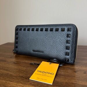 Mario Valentino Grace Dollaro Studded Continental Leather Wallet